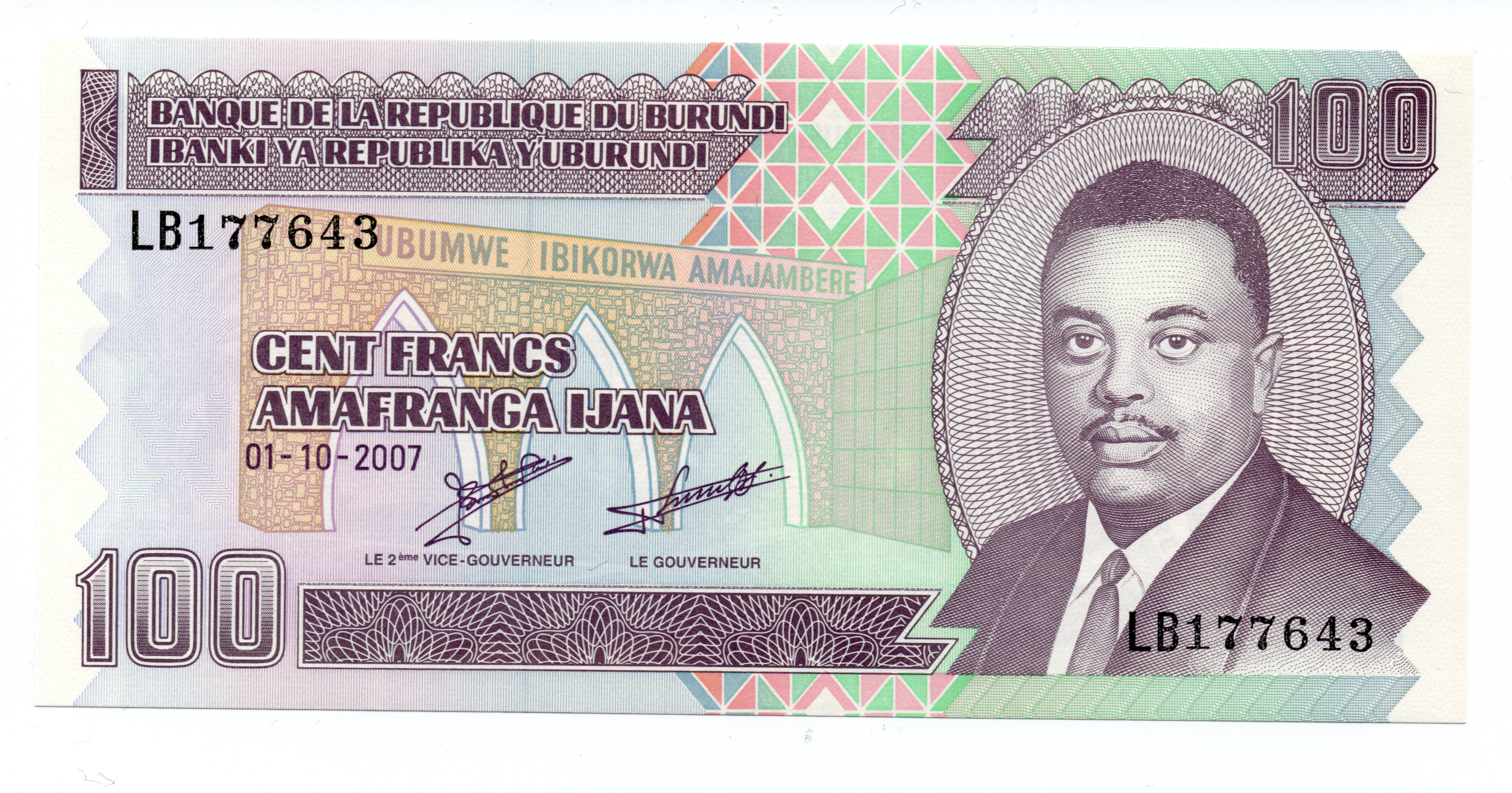 2007 - p33e Burundi 4 Note Set: 10 to 100 Francs p27d p36g and p37f UNC 
