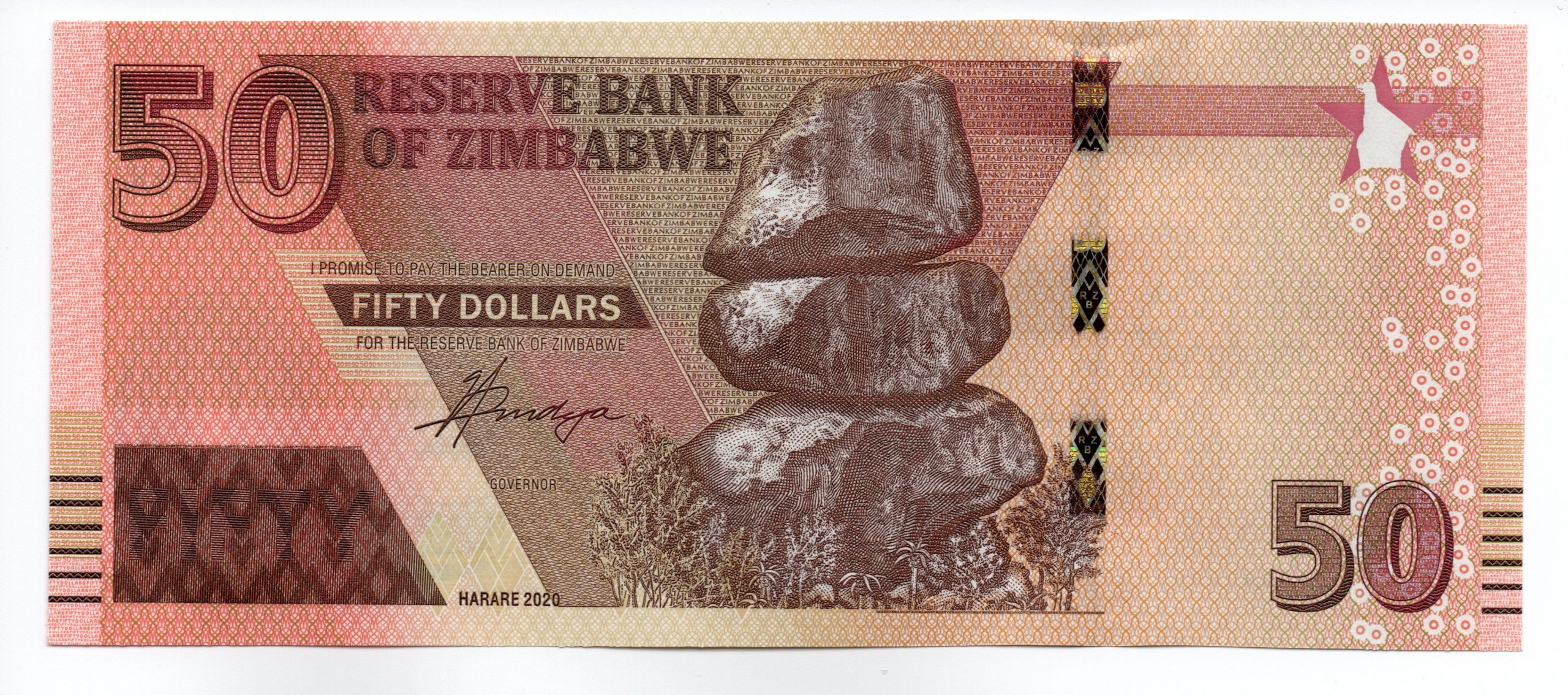 Zimbabwe 50 Dollars Banknote, 2020, P-105, UNC